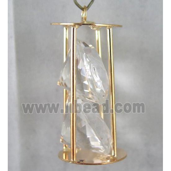 rhinestone pendant, gold plated