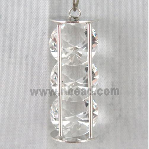 rhinestone pendant, platinum plated