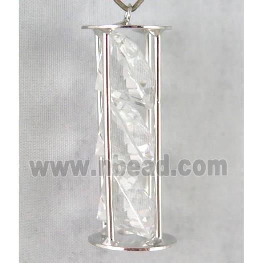 rhinestone pendant, platinum plated