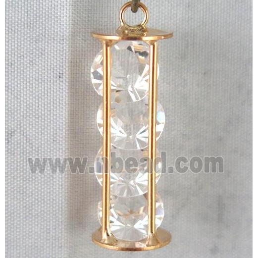 rhinestone pendant, gold plated