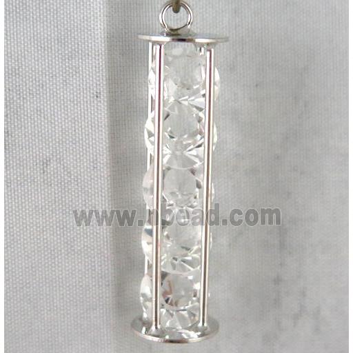 rhinestone pendant, platinum plated