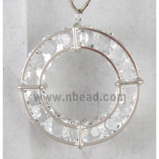 rhinestone pendant, platinum plated