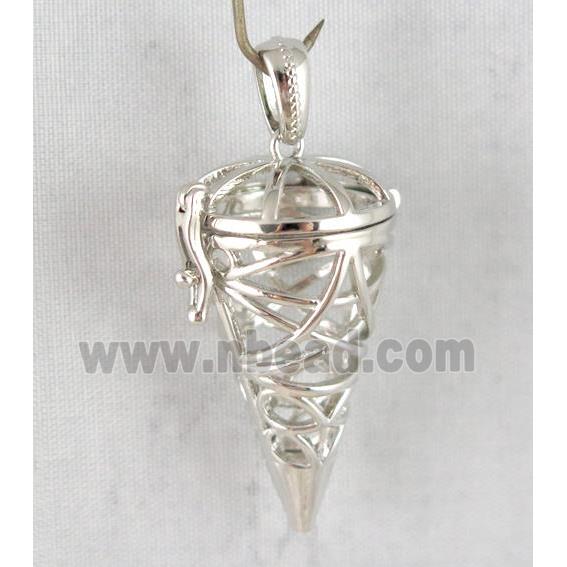 Copper Pendulum Locket Pendant Hollow Platinum Plated