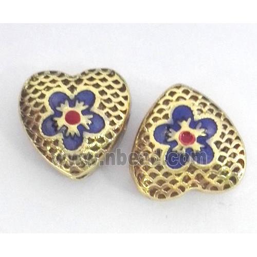 enameling copper heart bead, colorfast