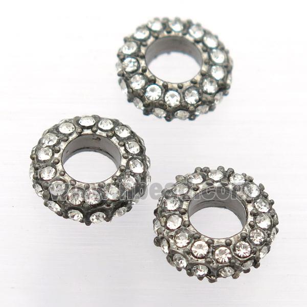 alloy spacer bead with rhinestone, rondelle