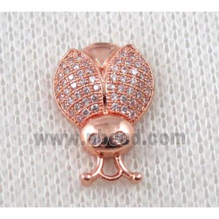 copper beetle pendant paved zircon, rose gold