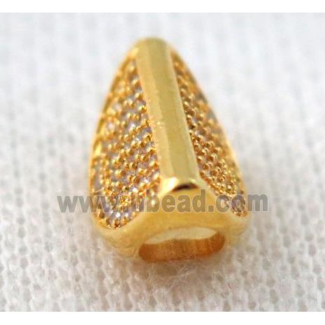 copper bead paved zircon, gold plated