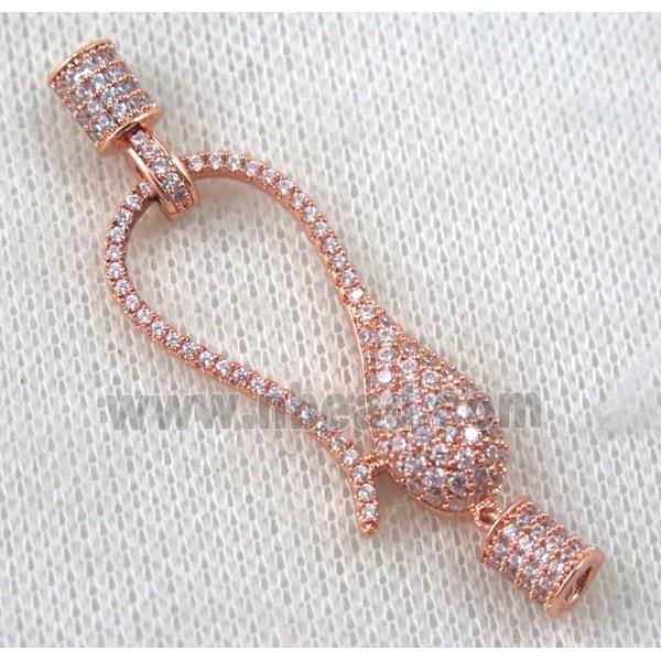 copper clasp paved zircon, rose gold