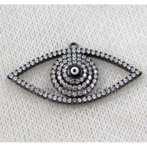 copper pendant paved zircon, evil eye, black