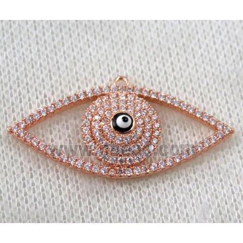 copper pendant paved zircon, eye, rose gold