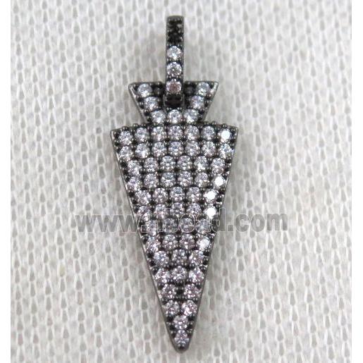 copper arrowhead pendant paved zircon, black