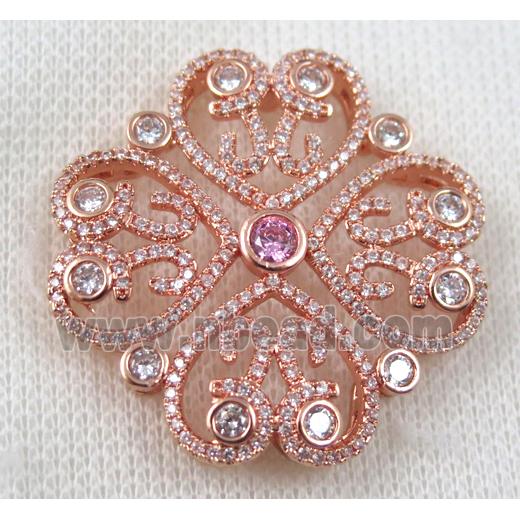 copper bead paved zircon, rose gold