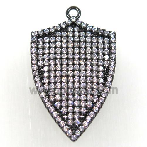 copper arrowhead pendant paved zircon, black plated