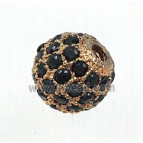 round copper beads pave zircon, rose gold