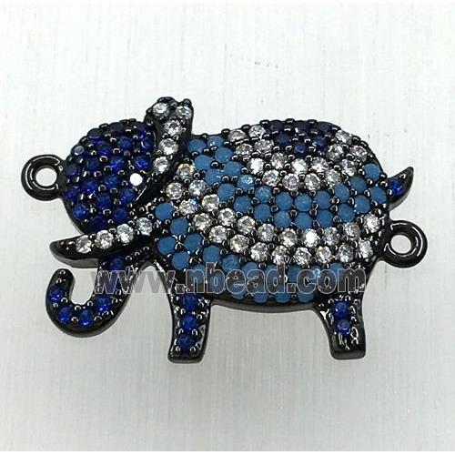 copper elephant connector paved zircon, black plated