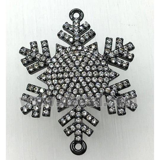 copper snowflake connector paved zircon, black plated