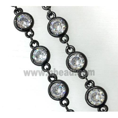 copper chain paved zircon, black plated