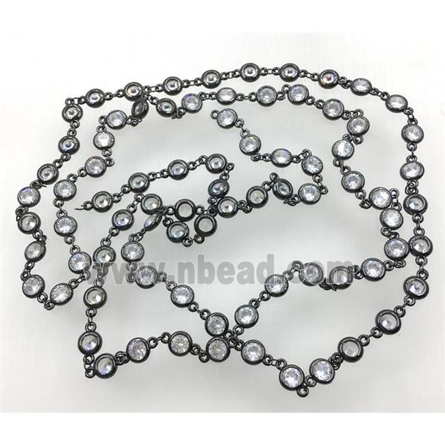 copper chain paved zircon, black plated