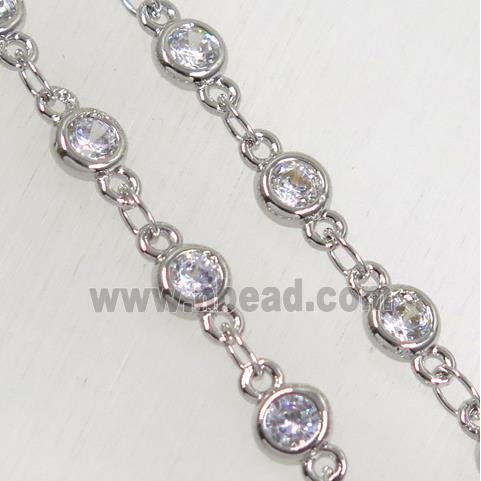 copper chain paved zircon, platinum plated