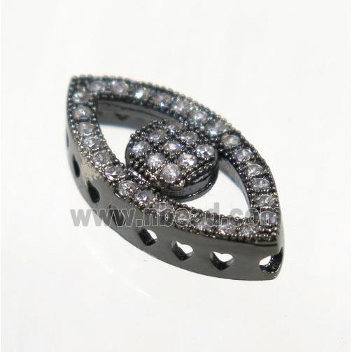 copper eye beads paved zircon, black plated