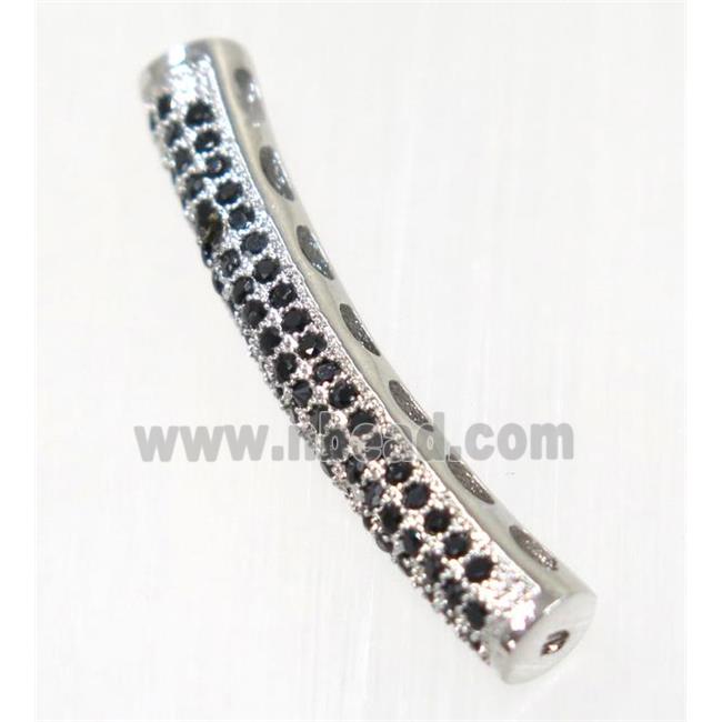 copper tube bead paved zircon, platinum plated