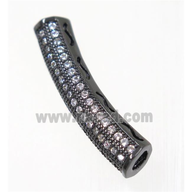 copper tube beads paved zircon, black plated