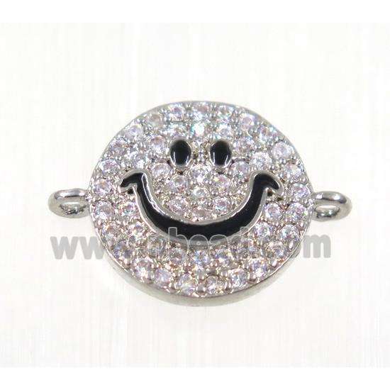 copper emoji face connector paved zircon, platinum plated