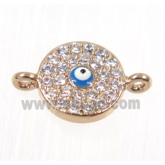 copper evil eye connector paved zircon, rose gold