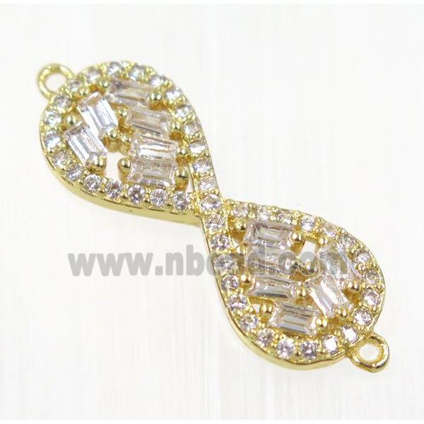 copper infinity connector paved zircon, gold plated