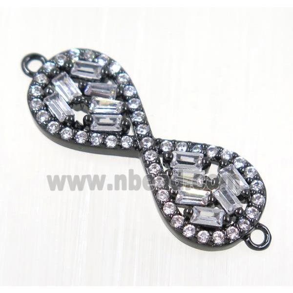 copper infinity connector paved zircon, black plated