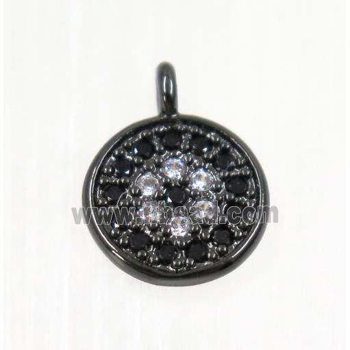 copper Circle pendant paved zircon, black plated