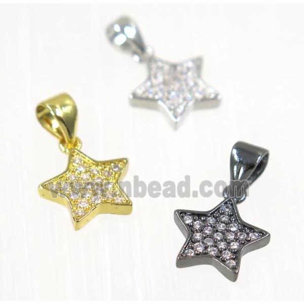 copper Star pendant paved zircon, mix color