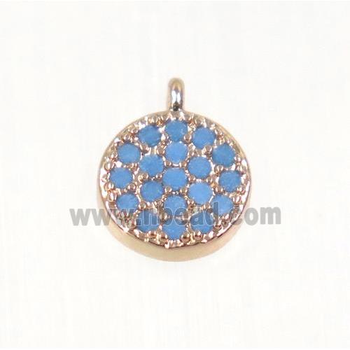 copper Circle pendant paved zircon, rose gold