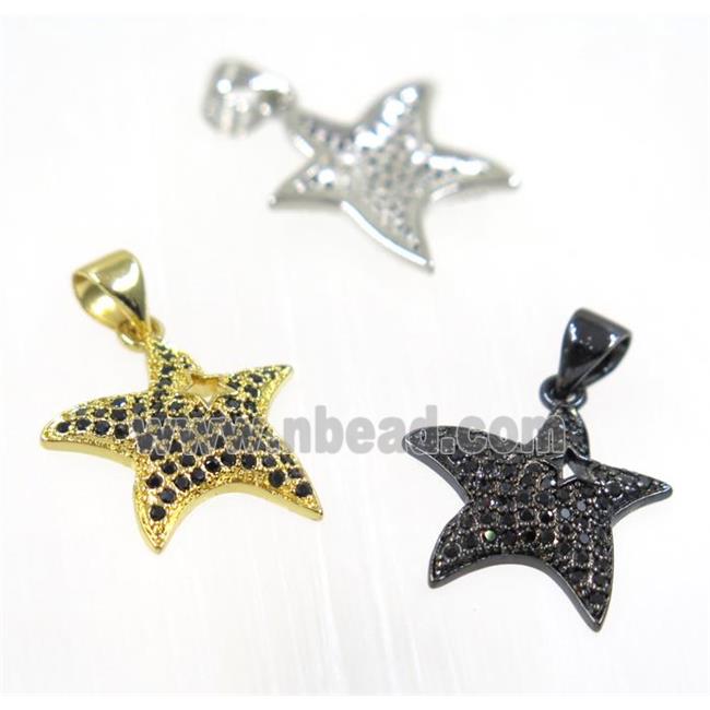 copper Star pendant paved zircon, mix color