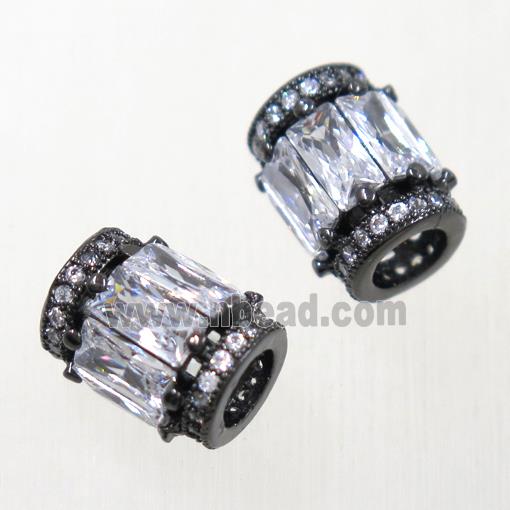 copper tube beads pave zircon, black plated