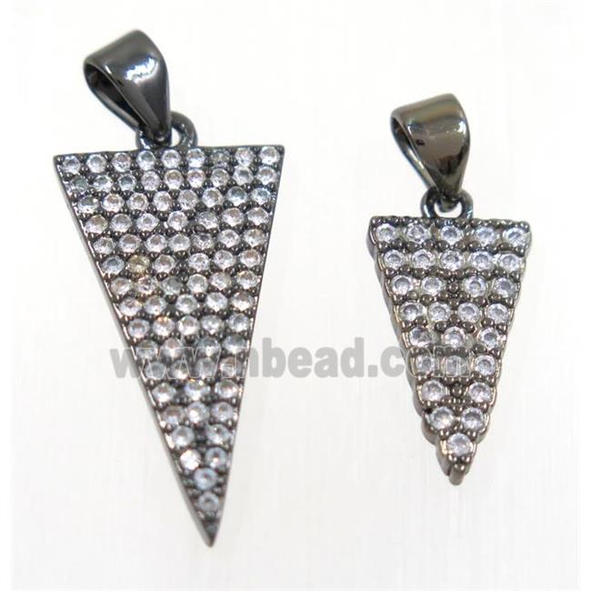 copper Triangle pendant paved zircon, black plated