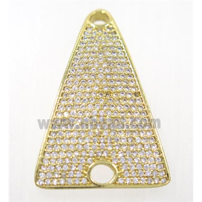 copper Tirangle pendant paved zircon, gold plated