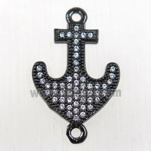 copper anchor connector paved zircon, black plated