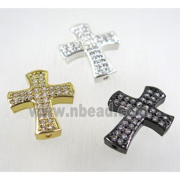 copper cross beads pave zircon, mix color