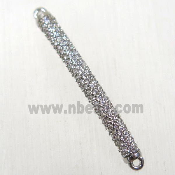 copper stick connector paved zircon, platinum plated