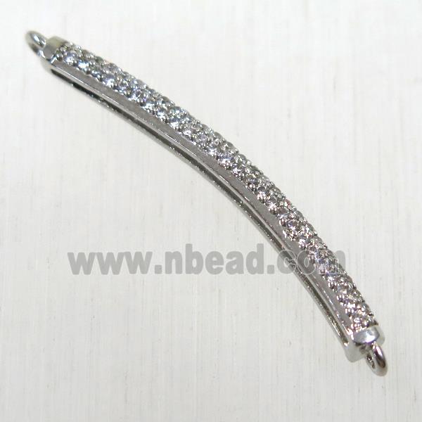 copper stick connector paved zircon, platinum plated