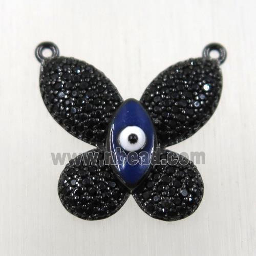 copper butterfly pendant paved zircon with 2loops, black plated