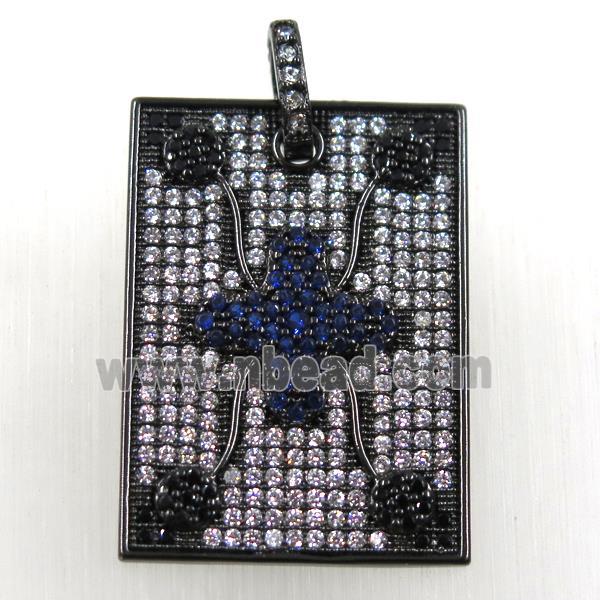 copper rectangle pendant paved zircon, black plated