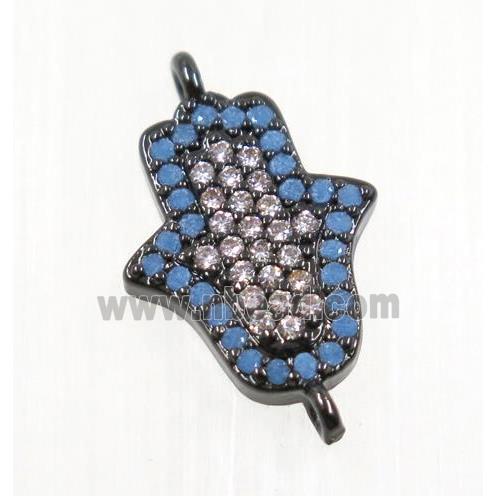 copper hamsahand connector pave zircon, black plated