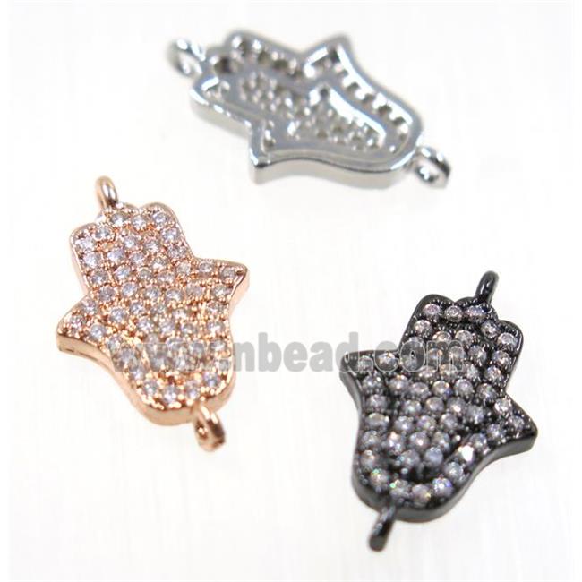 copper hamsahand connector pave zircon, mix color