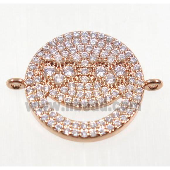 copper Emoji face connector pave zircon, rose gold