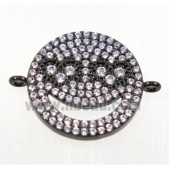 copper Emoji face connector pave zircon, black plated