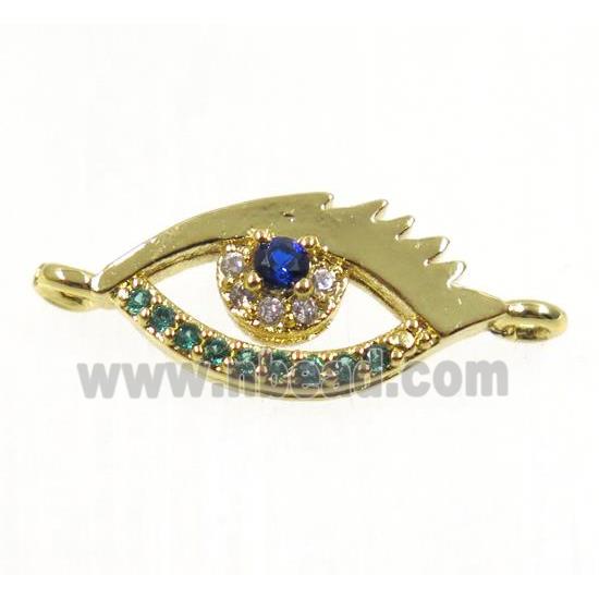 copper eye connector pave zircon, gold plated