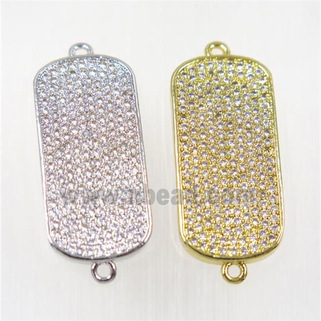 copper rectangle connector pave zircon, mix color