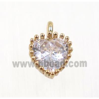 copper heart pendant pave zircon, rose gold